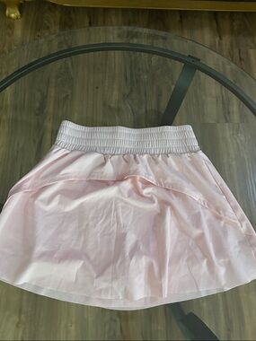Light Pink Elastic-Waist Skater Skirt